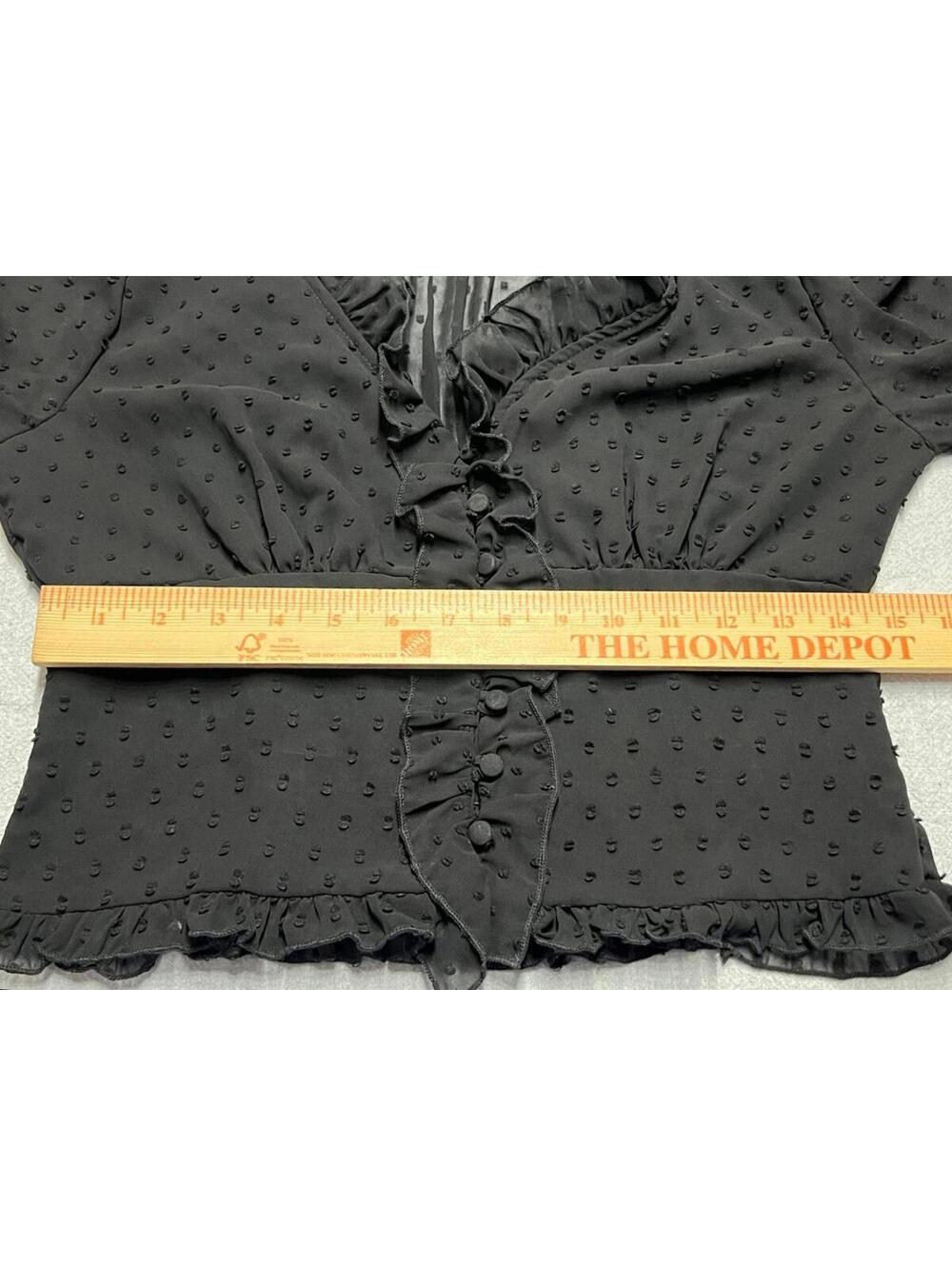 Free People Sheer Coquette Swiss Dot Ruffle Blouse Whimsigoth Coquette (Small) - Picture 7 of 8